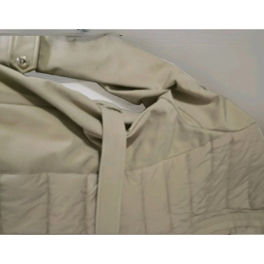 MICHAEL Kors Beige Quilted Hooded Puffer Jacket, Belted  Gold HardwarE NWT XL